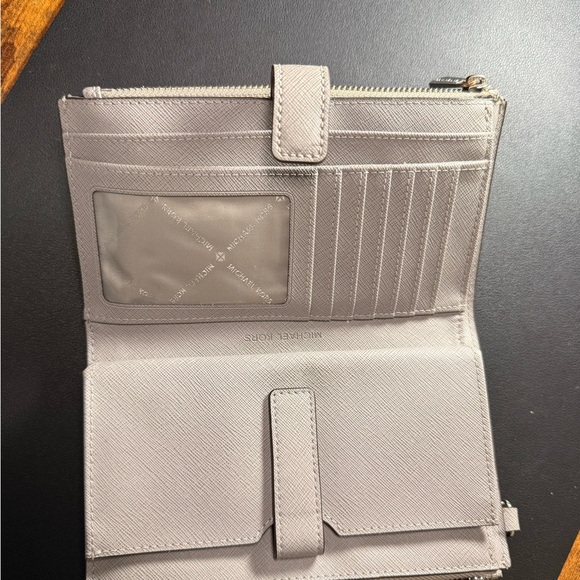 Michael Kors Light Gray Zip Wallet - Picture 3 of 4